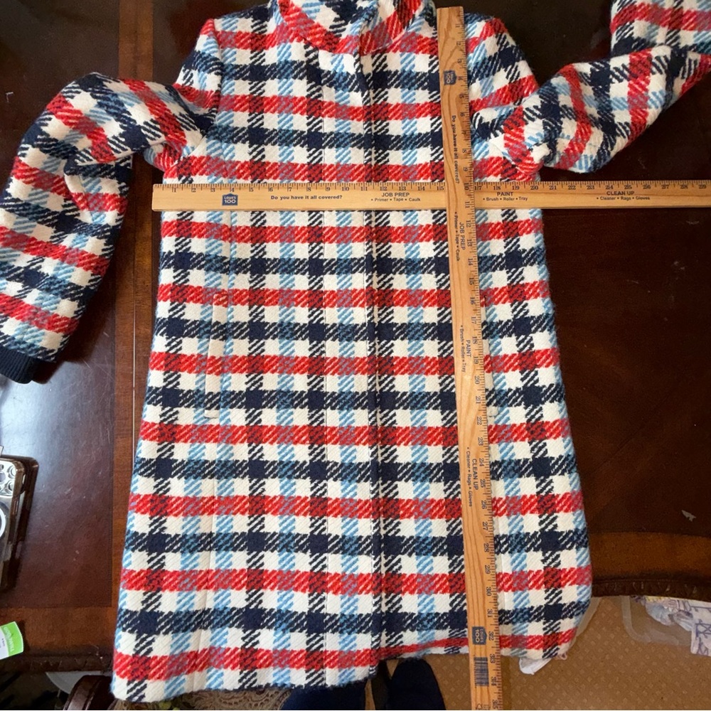 Banana Republic Italian Plaid Stadium Jacket Wool Blend Pea Coat Preppy Sz Small - Picture 8 of 9